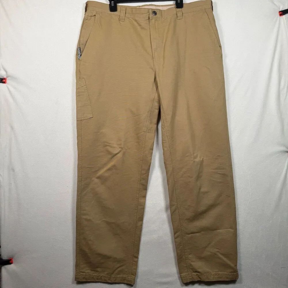 Columbia Men's 38x32 Khaki Canvas Utility Pants Cotton Hiking Outdoor Casual